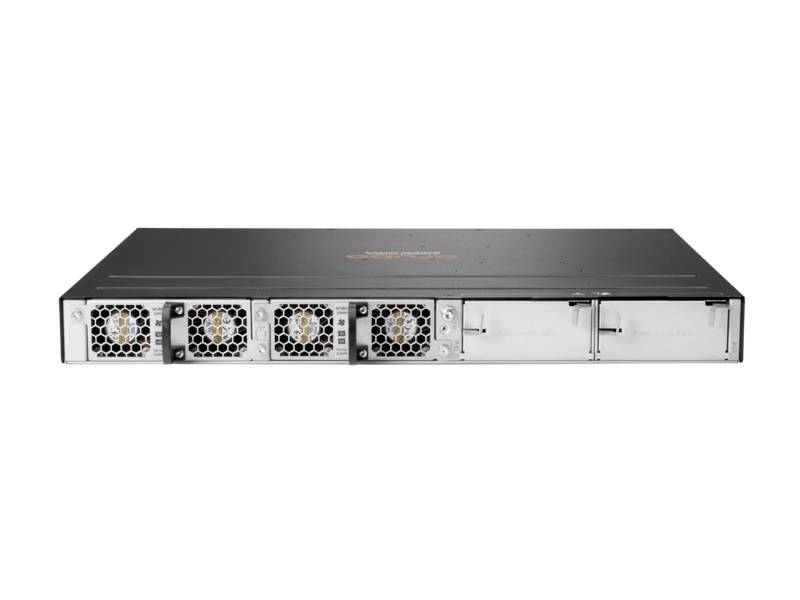Frontansicht eines Rack-Mount-Servers oder einer Speicher-Appliance mit vier austauschbaren Fanmodulen auf der linken Seite und zwei leeren Laufwerk-Schächten auf der rechten Seite.