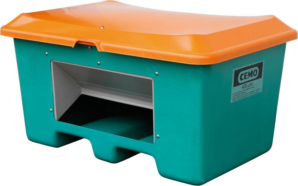 Streugutbehälter 400 l B1210xT820xH670 mm mit Entnahmeöffnung grün/orange - Artikel: 7830107286
