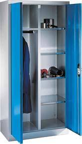 Flügeltürenschrank B930xT400xH1950 mm RAL 7035, 4 Fachböden mit Trennwand