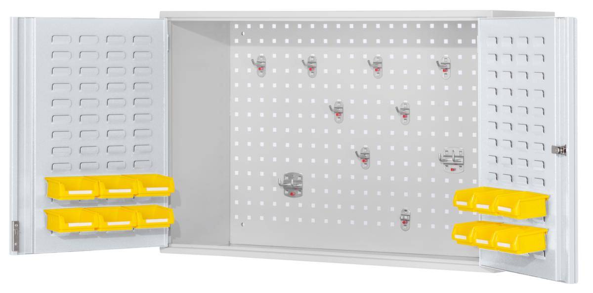 Wandschrank,HxBxT 620x920x335mm,Stahlboden,Zyl.-Schl.,Sockel,Korpus RAL7035,Front RAL7035