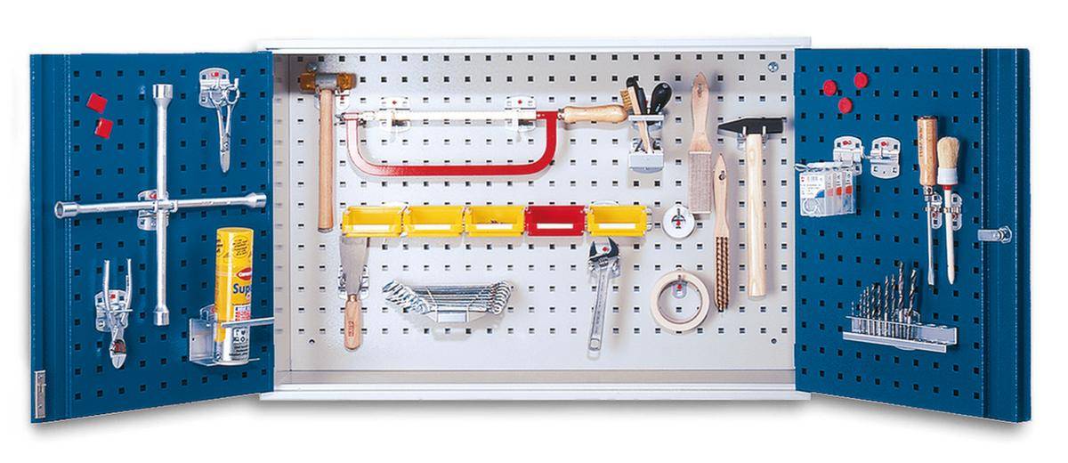 Wandschrank,HxBxT 620x920x335mm,Stahlboden,Zyl.-Schl.,Sockel,Korpus RAL7035,Front RAL7035