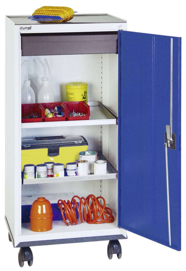 Werkzeug- und Materialschrank Serie 3000, 7035/5010, 1 Schublade 100 mm, 2 Wanne 3093174