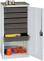 Beistellschrank B500xT500xH1000 mm RAL7035 6 Schubladen