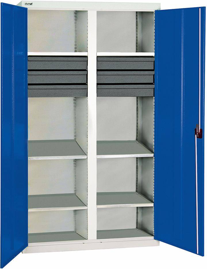 Werkzeugschrank B1000xT500xH1800 mm RAL7035 6 Schubladen, 6 Wannen