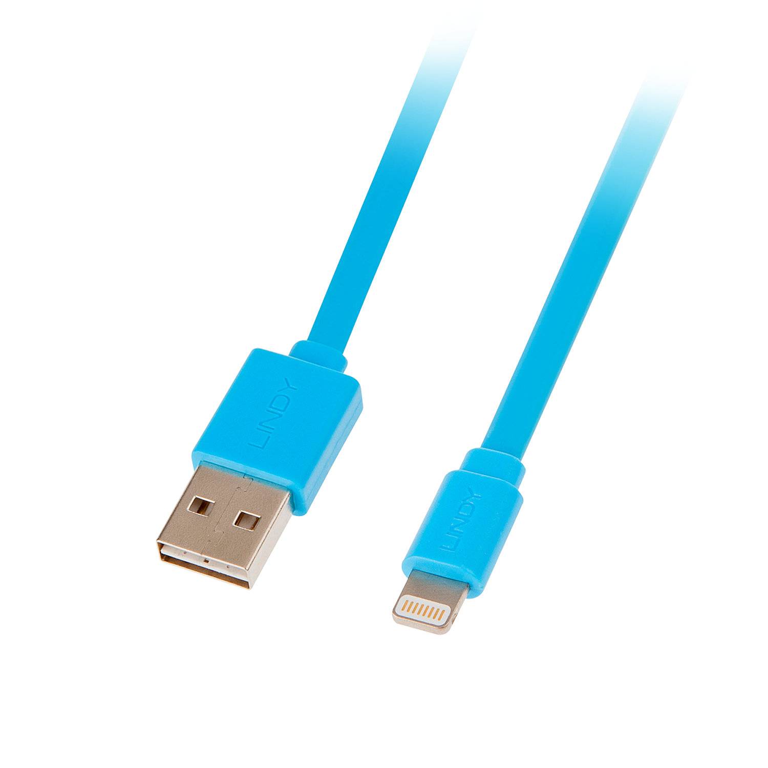Lindy 31391 Reversibles USB an Lightning Flachbandkabel, blau 1m