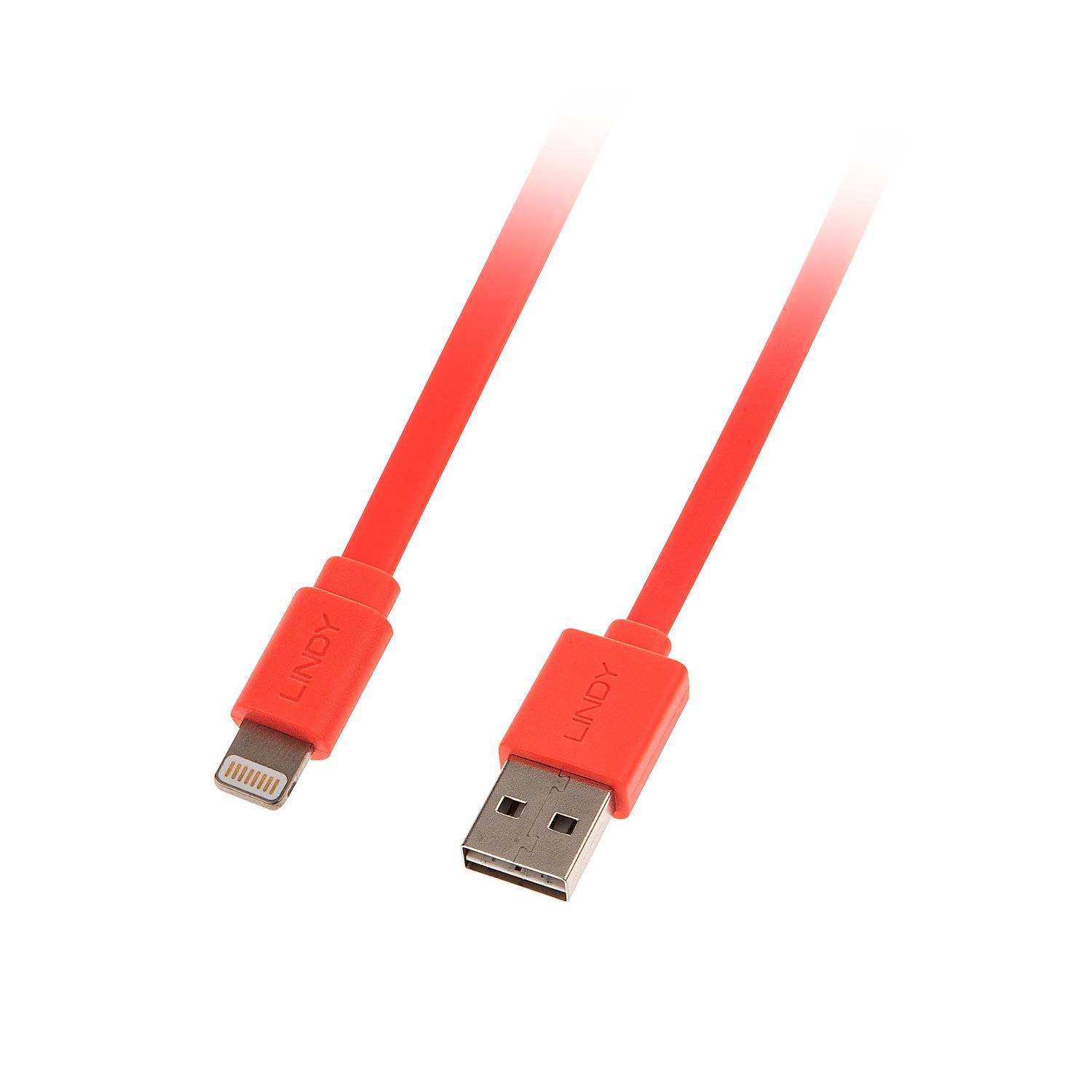 Lindy 31394 Reversibles USB an Lightning Flachbandkabel, orange 1m