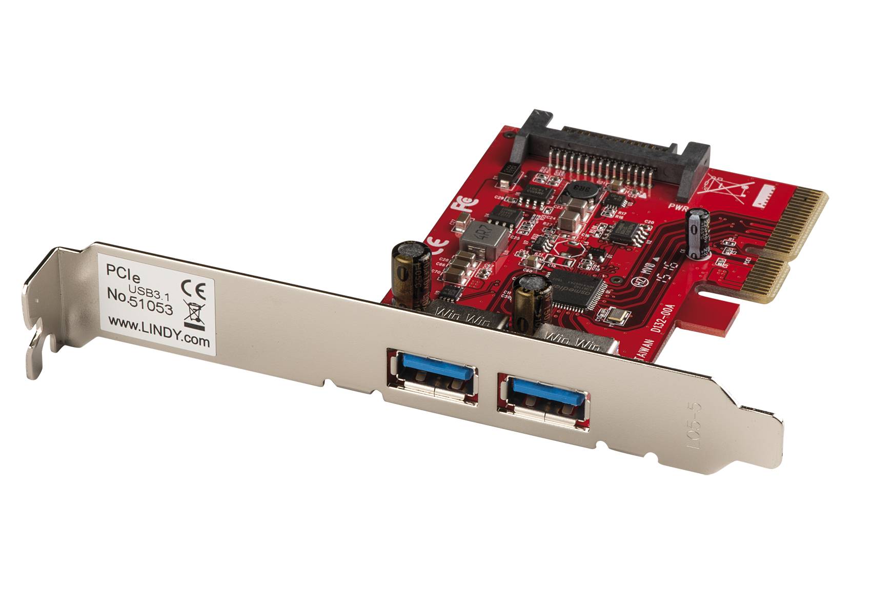Lindy 51053 2 Port USB 3.1 Karte, PCIe x4 - (2 x Typ A)