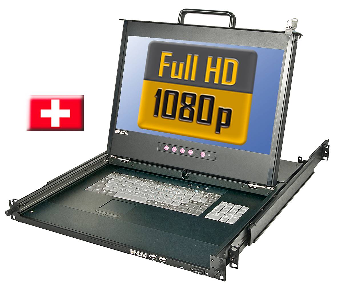 Lindy 21694 17 / 44cm LCD KVM Terminal PRO Full HD DVI-I, USB 2.0, CH Layout