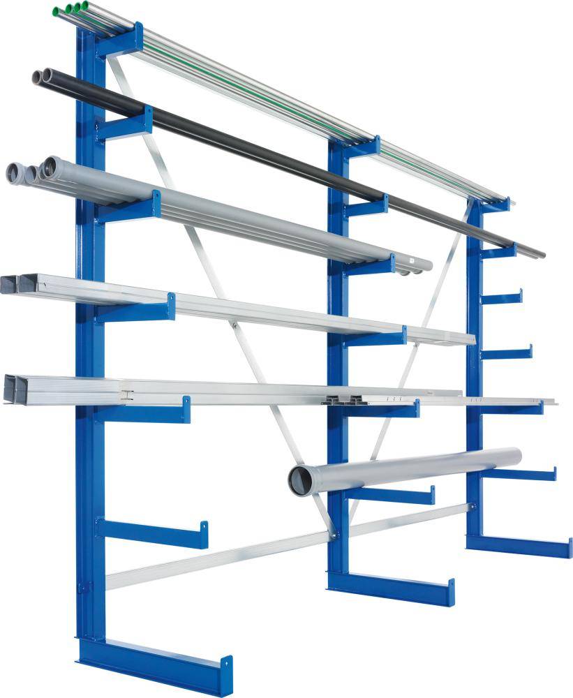 Langgutregal ATLAS ST B5400xT500xH2000 mm einseitig RAL 5010 5 Arme Traglast 150kg