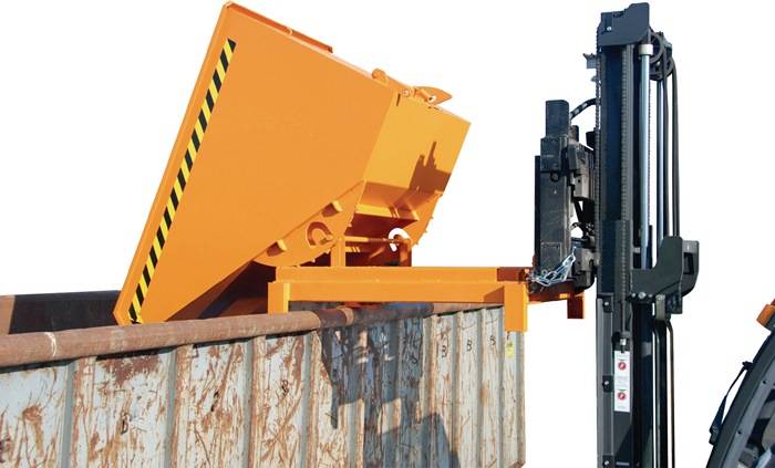 Schwerlast-Kippbehälter L1755xB1105xH1230mm resedagrün Inh.1,2m³autom.Entr.BAUER