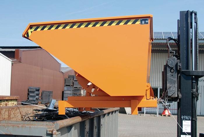 Schwerlast-Kippbehälter L1755xB1880xH1230mm mausgrau Inh.2,1 m³ autom.Entr.BAUER