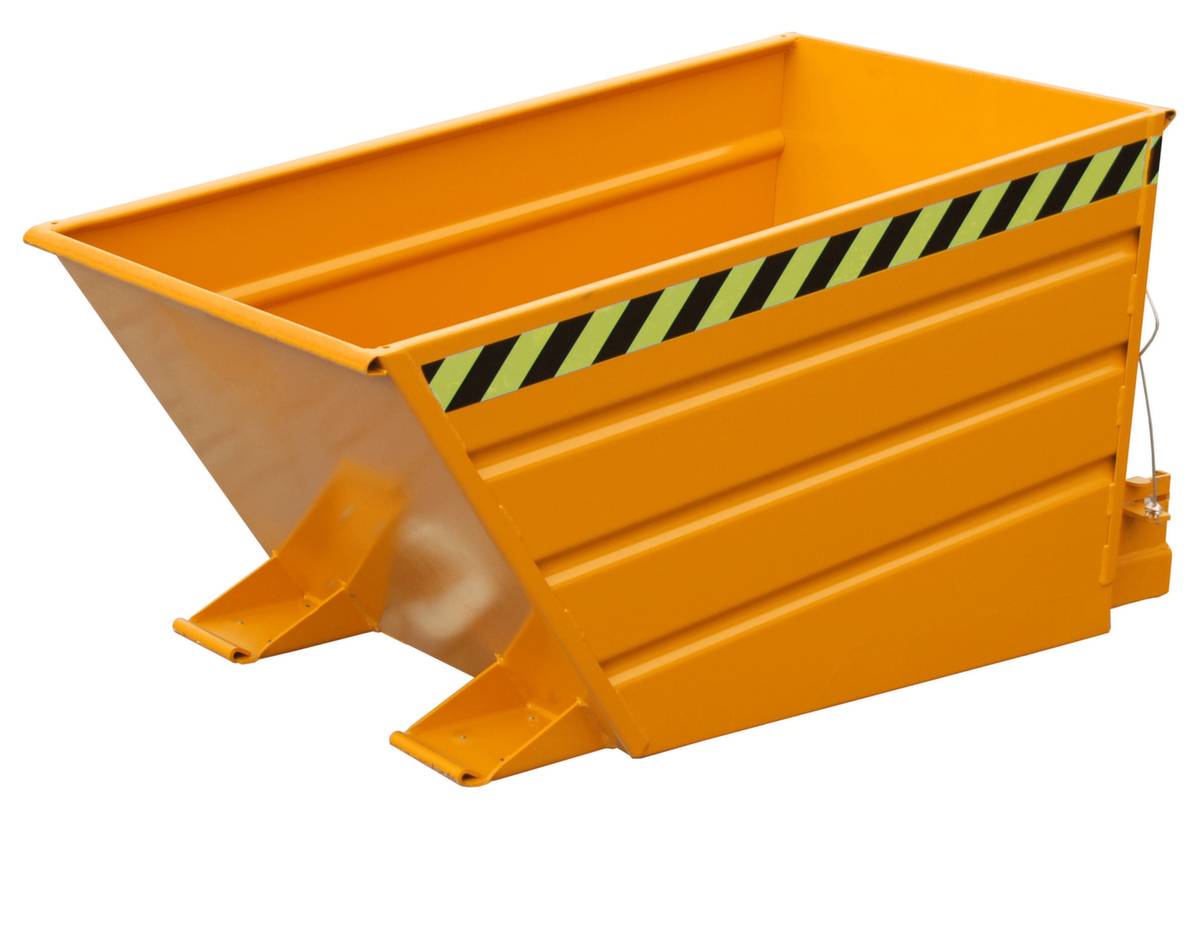 Kippbehälter,HxLxB 730x1375x800mm,0,5m³,Tragl. 750kg,Einfahrtaschen,abgeschrägt,RAL2000