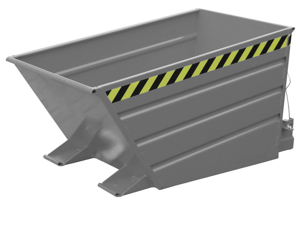 Kippbehälter,HxLxB 730x1375x800mm,0,5m³,Tragl. 750kg,Einfahrtaschen,abgeschrägt,RAL7005