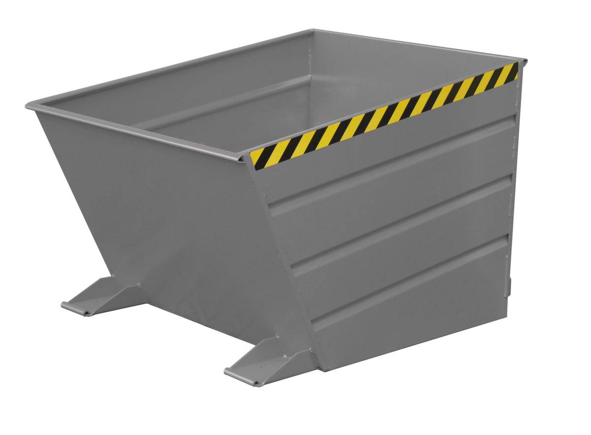 Kippbehälter,HxLxB 890x1445x800mm,0,65m³,Tragl. 1000kg,Einfahrtaschen,abgeschrägt,RAL7005