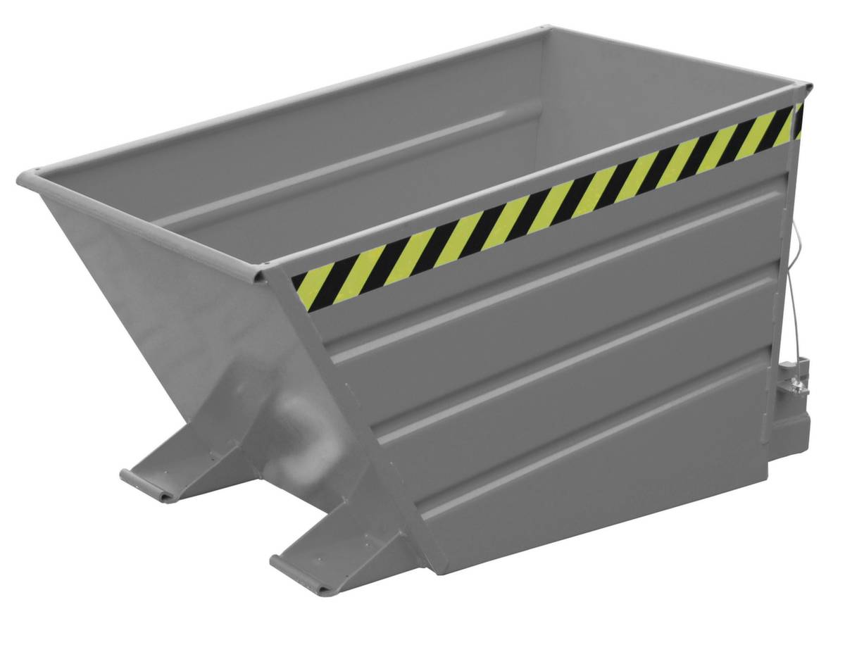 Kippbehälter,HxLxB 730x1375x1200mm,0,8m³,Tragl. 1000kg,Einfahrtaschen,abgeschrägt,RAL7005