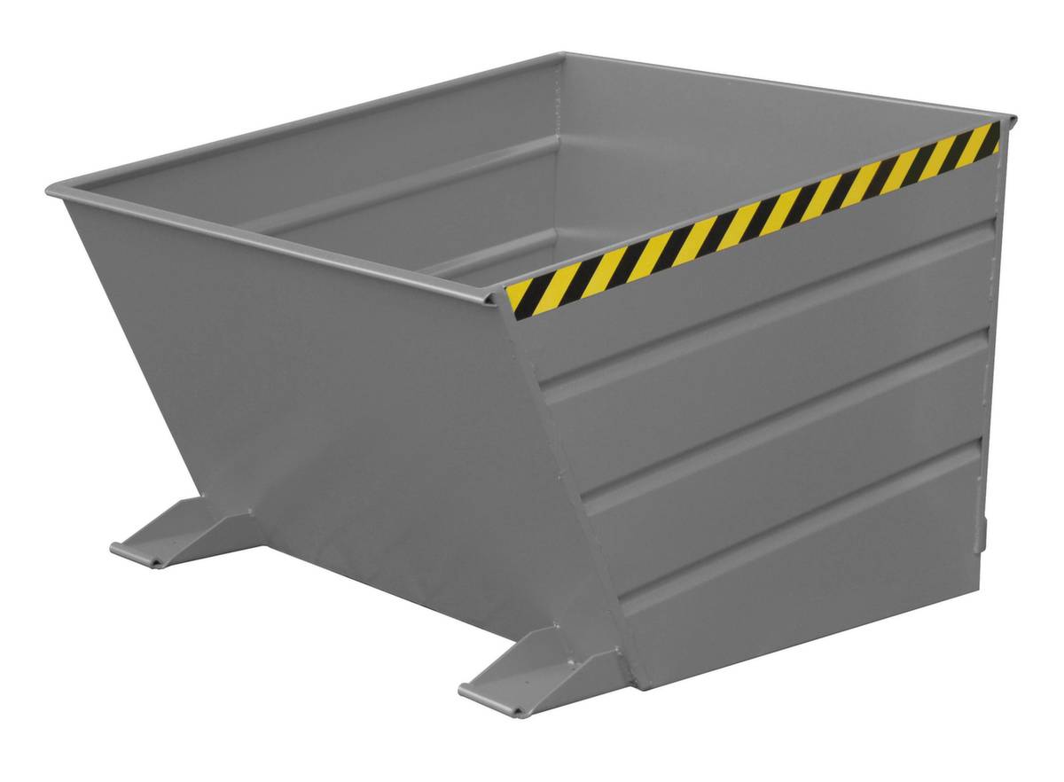Kippbehälter,HxLxB 890x1445x1200mm,1m³,Tragl. 1500kg,Einfahrtaschen,abgeschrägt,RAL7005