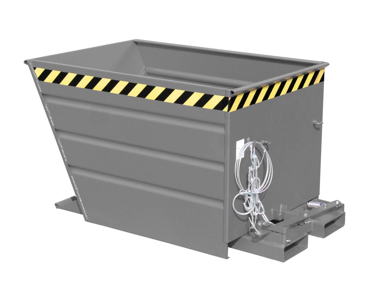 Kippbehälter,HxLxB 730x1370x800mm,0,55m³,Tragl. 750kg,Einfahrtaschen,gerade,RAL7005