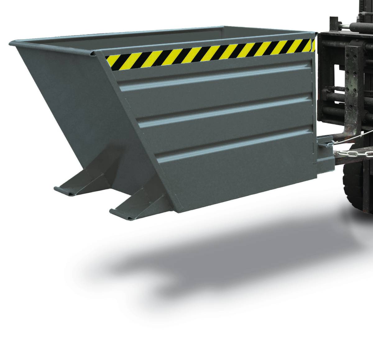 Kippbehälter,HxLxB 890x1440x800mm,0,7m³,Tragl. 1000kg,Einfahrtaschen,gerade,RAL7005