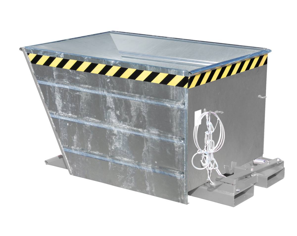 Kippbehälter,HxLxB 890x1440x800mm,0,7m³,Tragl. 1000kg,Einfahrtaschen,gerade,verzinkt
