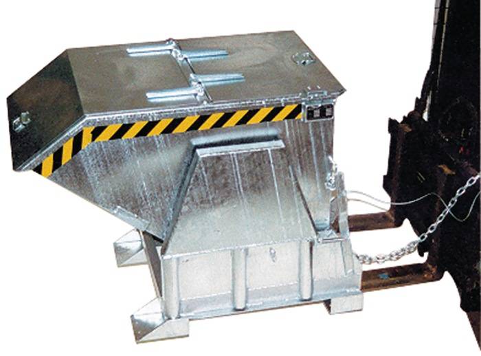 Kippbehälter L1455xB1400xH1070mm gelborange Inh.1,0 m³ f.schwe.Materialien BAUER