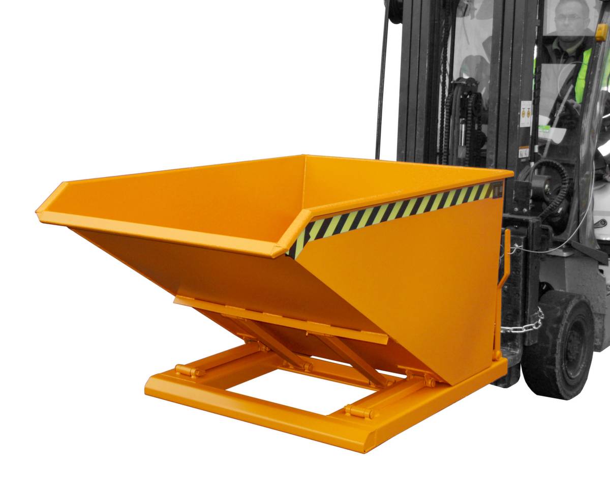 Kippbehälter,HxLxB 880x1700x1080mm,0,75m³,Tragl. 1500kg,Einfahrtaschen,Vollblech,RAL2000