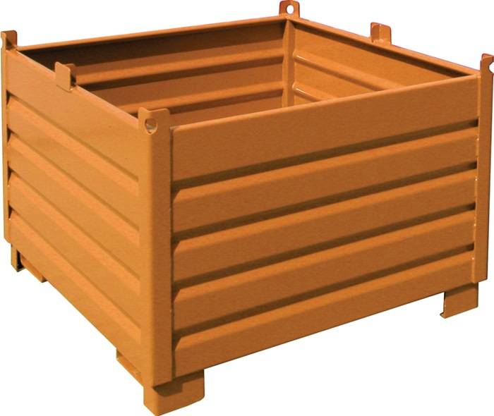 Sammelbehälter 1,0m³ L1200xB1200xH850mm lack.gelborange Einfahrtaschen/Kranösen