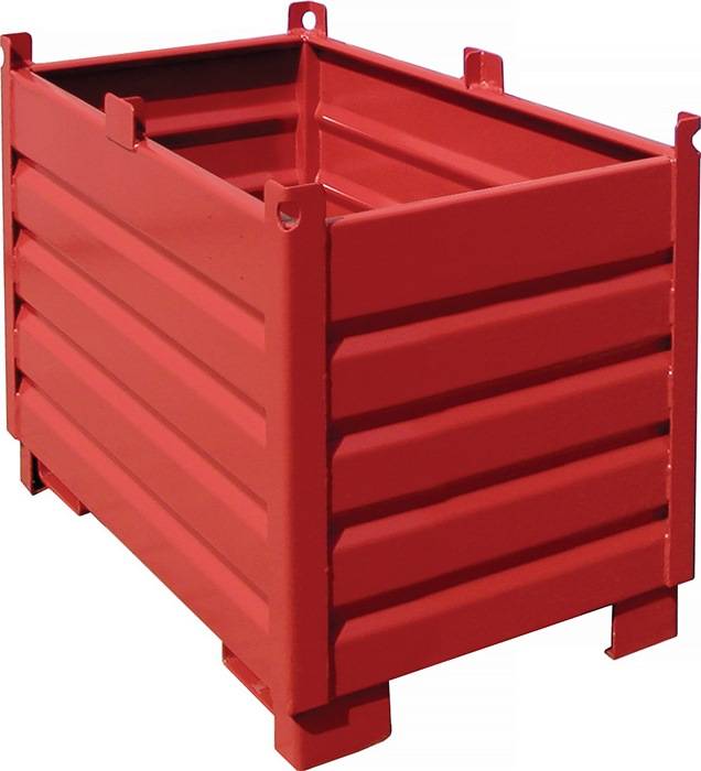 Sammelbehälter 0,5 m³ L600xB1200xH850mm lack.feuerrrot,RAL 3000