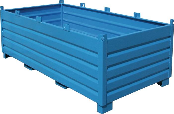 Sammelbehälter 2,0 m³ L1200xB2400xH850mm lack.lichtblau Einfahrtaschen/Kranösen