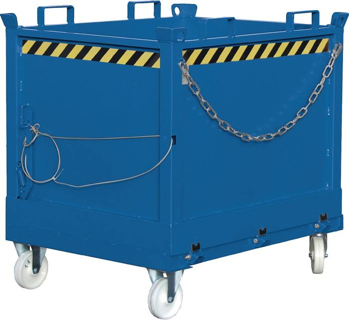 Klappbodenbehälter 0,5 m³ L840xB1245xH845mm lack.lichtblau o.Zentrierwände BAUER