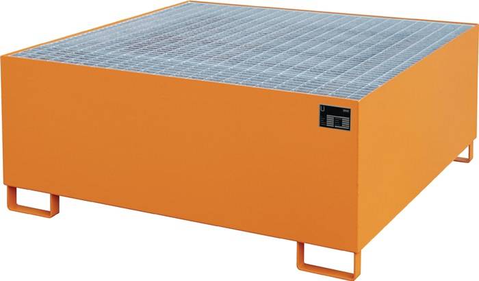 Auffangwanne 1000l L1460xB1460xH630mm Stahlbl.m.Gitterrost gelborange BAUER