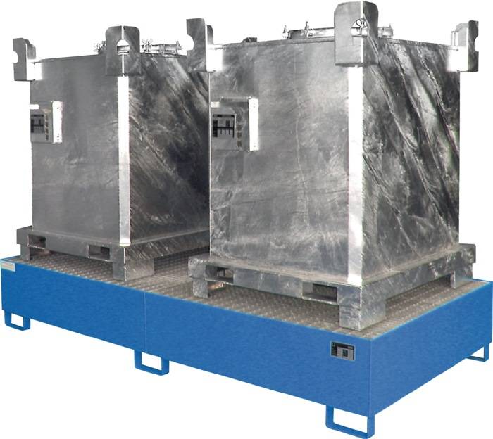 Auffangwanne 1000l L2650xB1300xH435mm Stahlbl.m.Gitterrost lichtblau BAUER