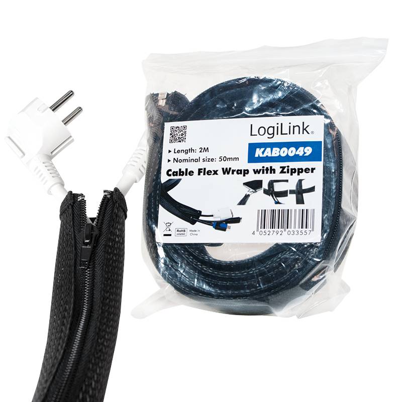 LogiLink - Kabelhüllen-Kit - Schwarz - 2 m