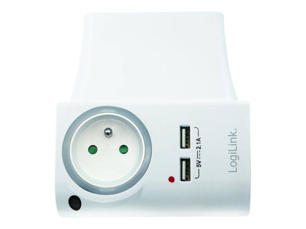 LogiLink 4 in 1 Socket - Netzteil - 3 Ausgabeanschlussstellen (CEE 7/7, 2 x USB)