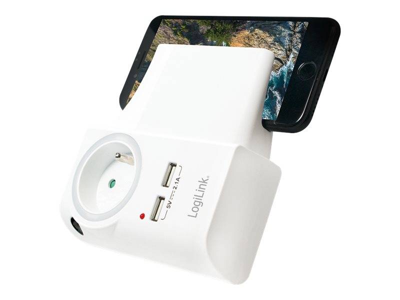 LogiLink 4 in 1 Socket - Netzteil - 3 Ausgabeanschlussstellen (CEE 7/7, 2 x USB)