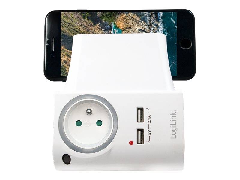 LogiLink 4 in 1 Socket - Netzteil - 3 Ausgabeanschlussstellen (CEE 7/7, 2 x USB)