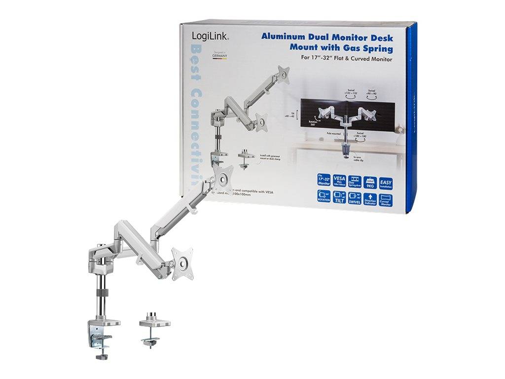 LogiLink - Befestigungskit - einstellbarer Arm - Kunststoff, Aluminium, Stahl - Bildschirmgröße: 43.2-81.3 cm