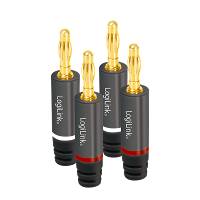 LogiLink Bananenstecker-Set 4-teilig 2 Paar für Kabeldurchmesser bis 4 qmm - Kab