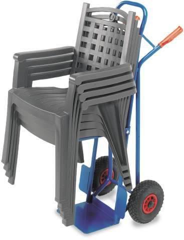 Stuhlkarre,Tragl. 250kg,Schaufel BxT 300x225mm,RAL5010,Vollgummi-Bereifung