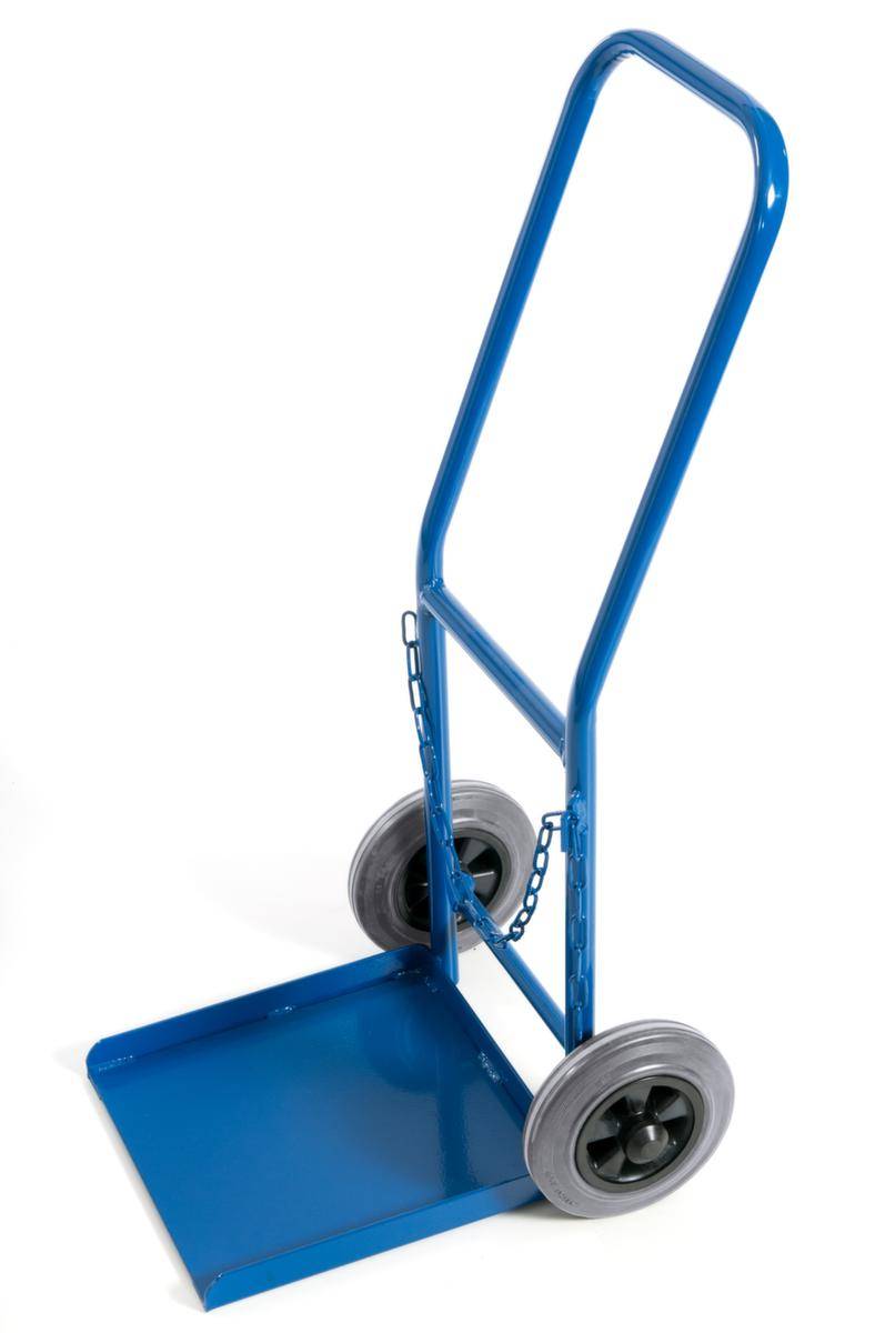 Flaschenkarre,Tragl. 100kg,Propangas 11kg Flasche,m. Kette,RAL5010,Vollgummi-Bereifung