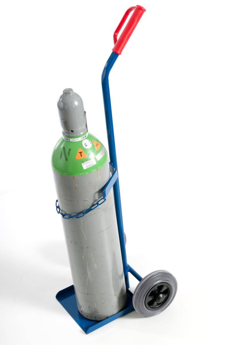 Flaschenkarre,Tragl. 100kg,1x40/50l Flasche,m. Kette,RAL5010,Luft-Bereifung