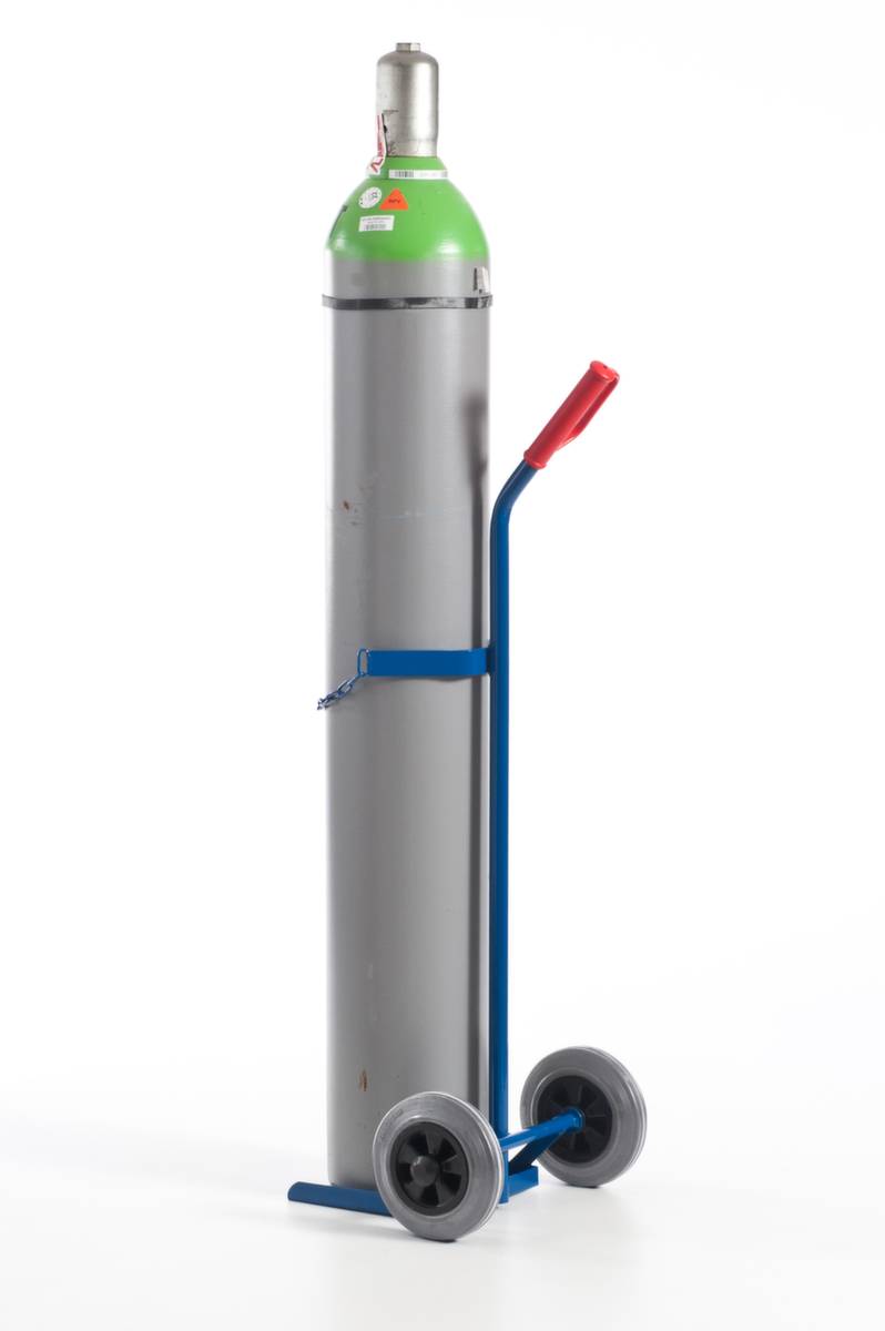 Flaschenkarre,Tragl. 100kg,1x40/50l Flasche,m. Kette,RAL5010,Luft-Bereifung