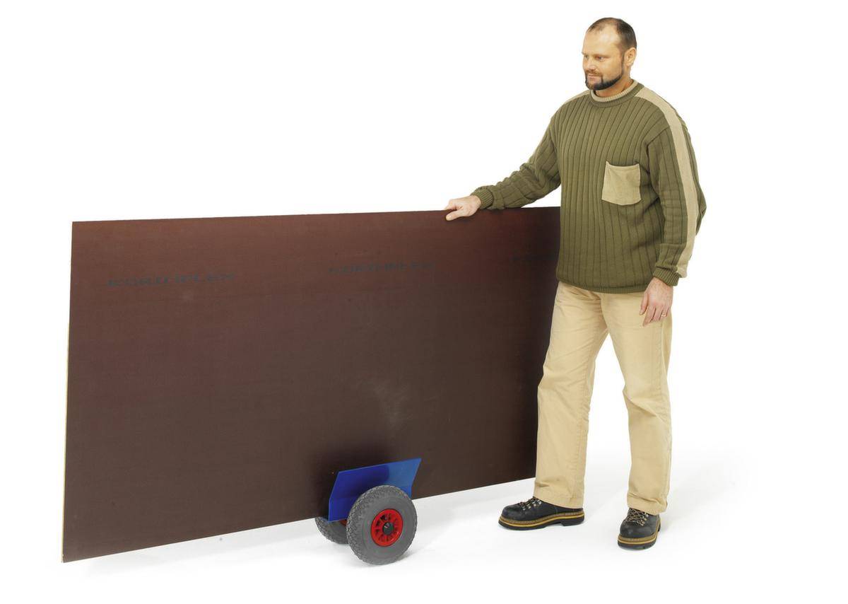 Plattenroller,Tragl. 200kg,Ladefl. LxB 320x60mm,Stahlplatte/Gummi,RAL5010,2 Räder