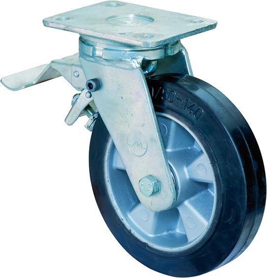 Lenkrolle 160mm RR120.B80Platte,Elast.schw.KL,FestRR120.B80.160