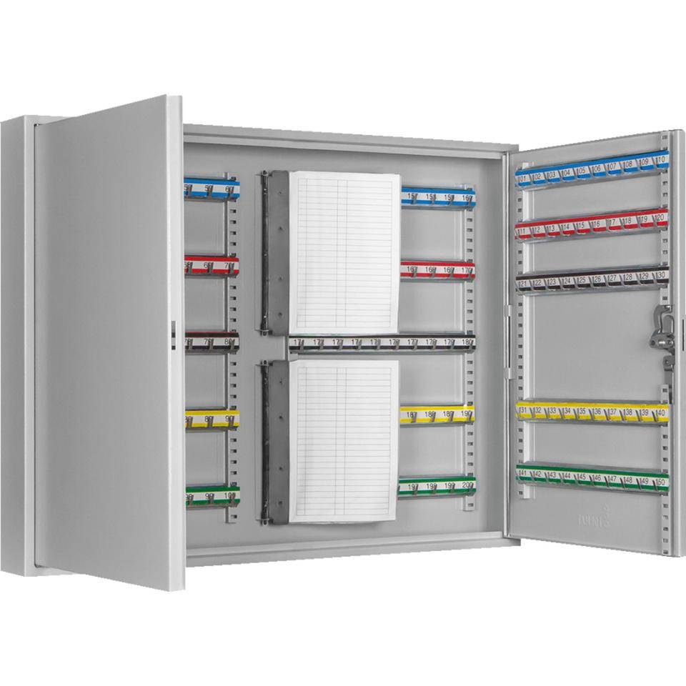 FORMAT Schlüsselschrank, Modell SZ, 2-türig, 200 Haken, lichtgrau, Stahlblech, 730x550x80mm