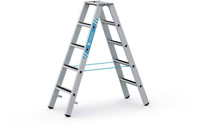 Stufen-Stehleiter R13step B 2x5 Stufen L.1,42m Arbeits-H.2,8m G.8,4kg Zarges