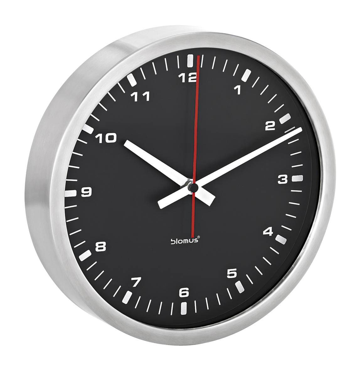 Wanduhr,Quarz,arabische Zahlen,Ziffernblatt schwarz,Ø 300mm,Gehäuse mattsilber,Batteriebetrieb