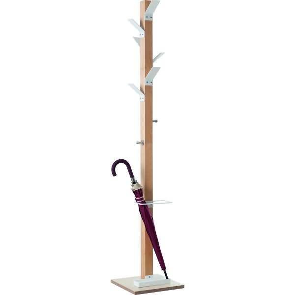 Garderobenständer easycloth Wood Range Modell a mit Schirmständer 6 Haken Holz/Metall weiß