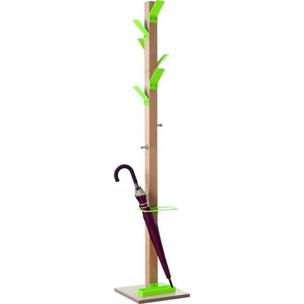 Garderobenständer easycloth Wood Range Modell a mit Schirmständer 6 Haken Holz/Metall grün