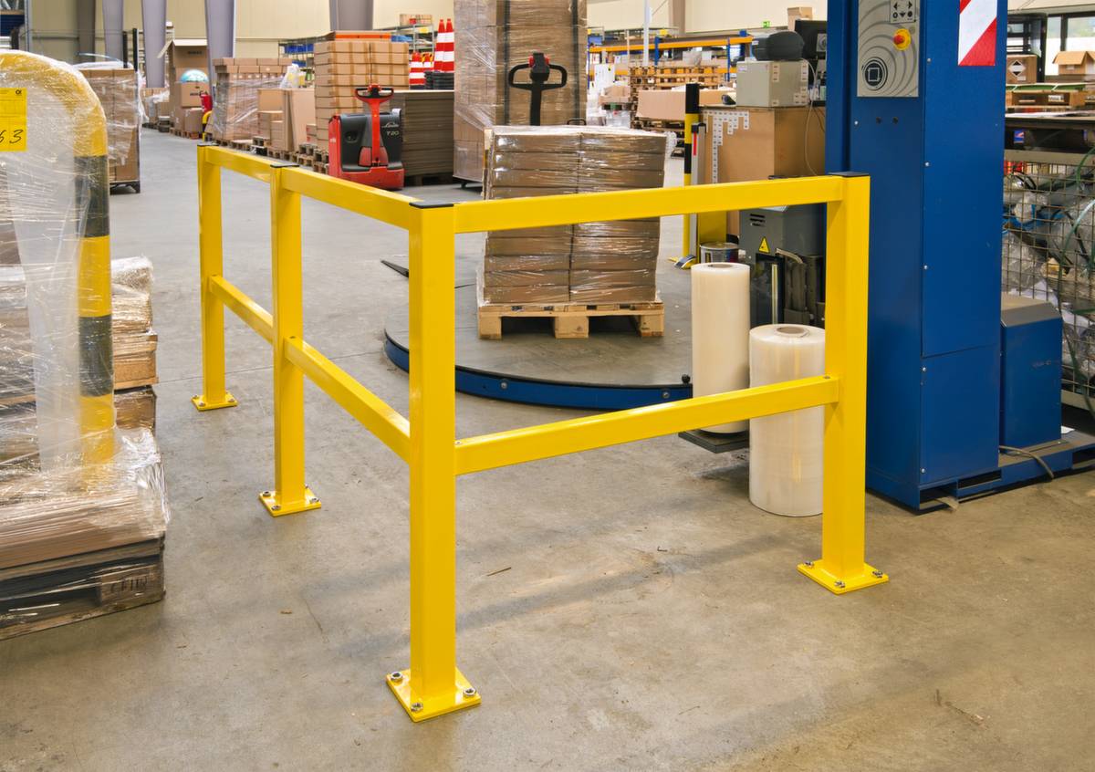 Rammschutzplanke,Anfangs-/Endpfosten,f. innen,HxBxT 1000x70x70mm,Stahl,gelb,z. Aufdübeln