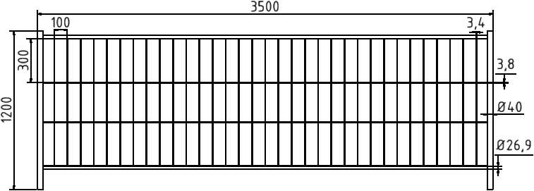 Schake 3B1235 Mobilzaun „Standard” Höhe: 1,20 m Element<br><br>Breite: 3,50 m